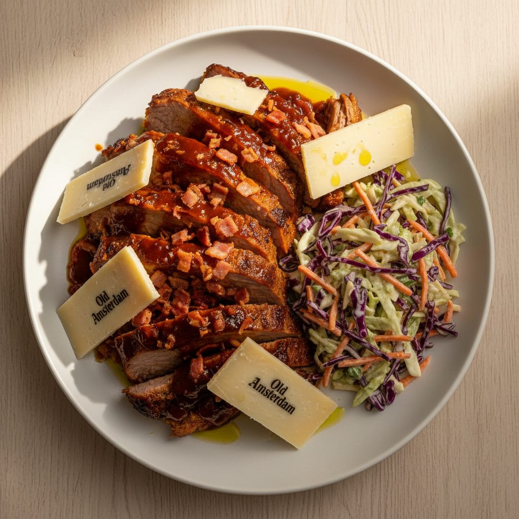 Pulled pork-stijl schouderkarbonade met coleslaw