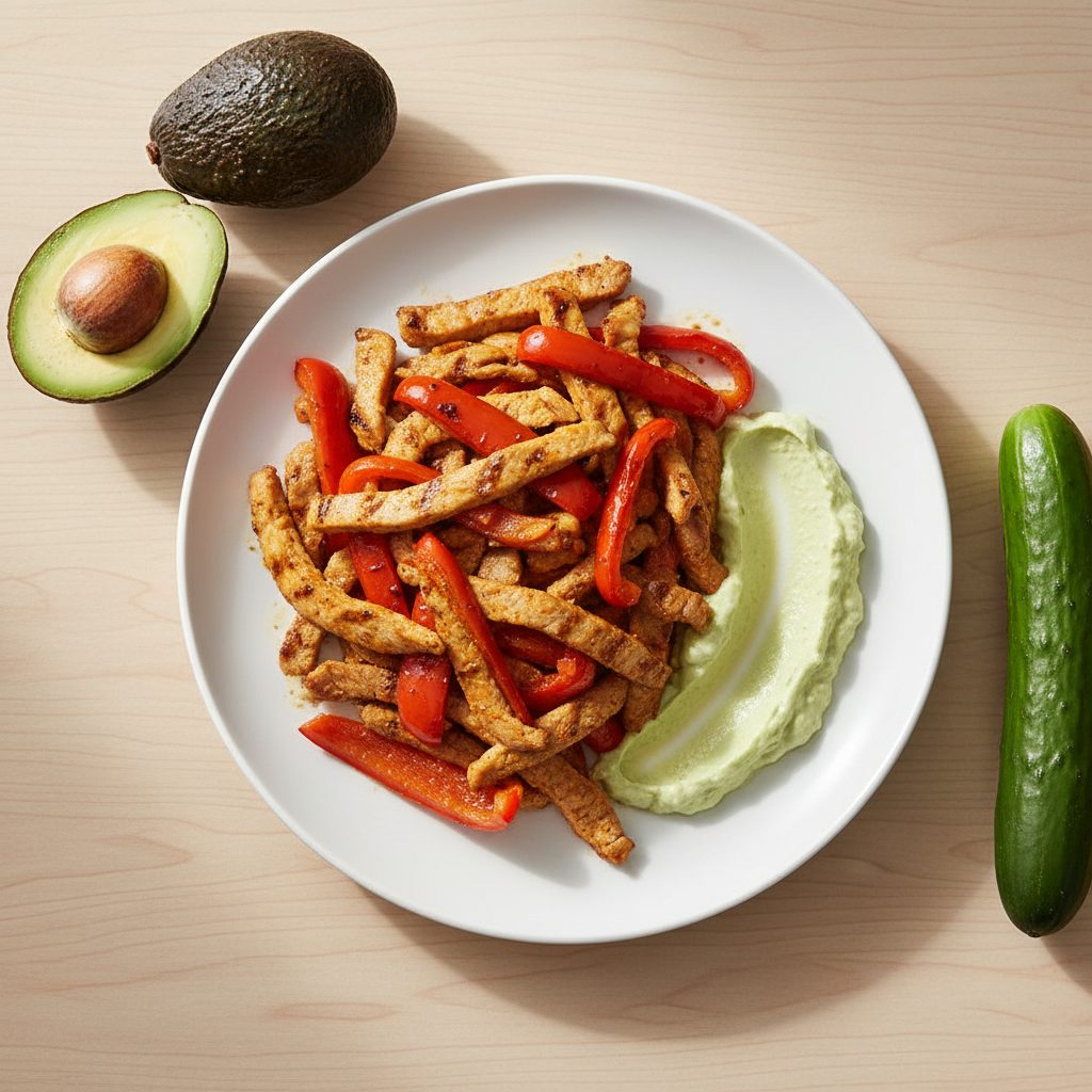 Spaanse plancha-varkensshoarma met Sweet Palermo en avocadocrème