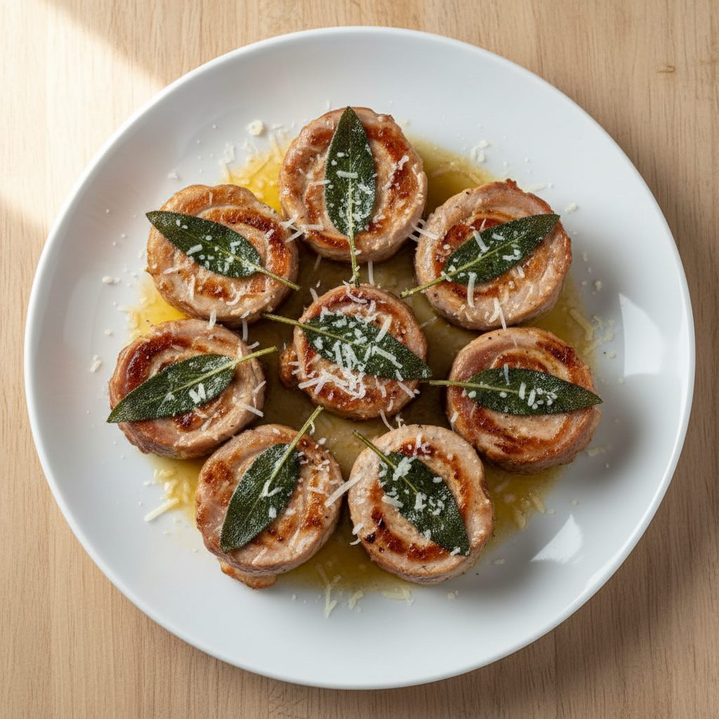 Romeinse saltimbocca-rolletjes van varkenshaas met yorkham en salie