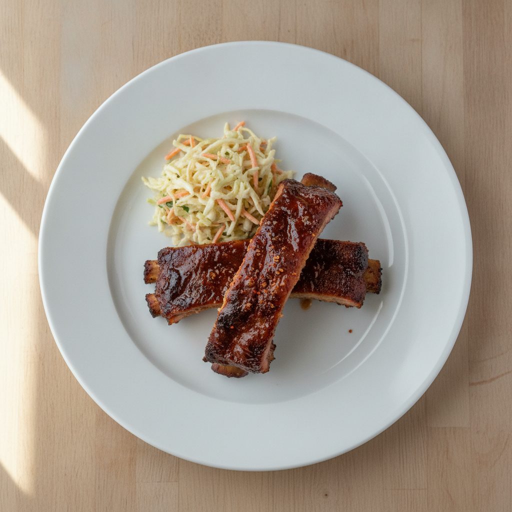 Kansas City spareribs low & slow met coleslaw